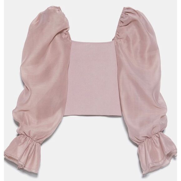 LAST 1!🔥BLOGGERS FAV ZARA CONTRASTING ORGANZA TOP - Picture 13 of 14